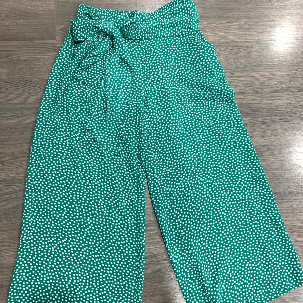 Max Studio Green Polka Dot Wide Leg Pants